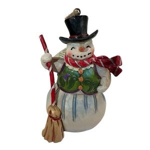 Jim Shore Snowman Broom Top Hat Christmas Ornament New